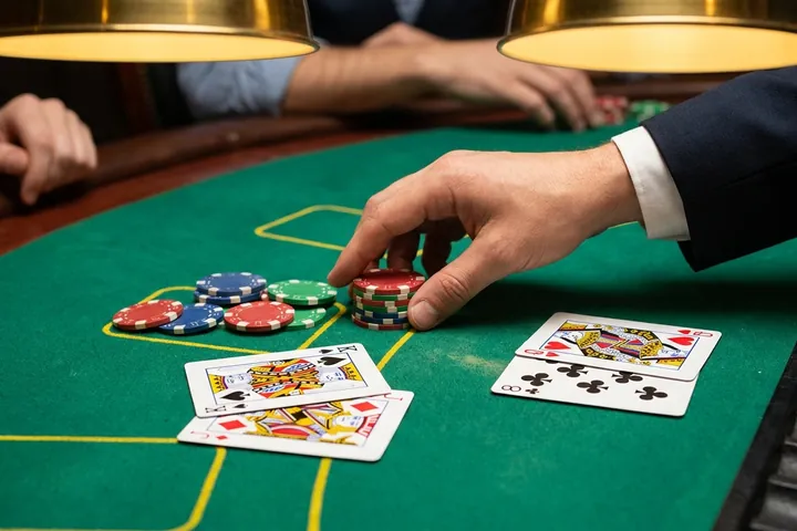 Dealer resolves in Vegas Downtown Blackjack